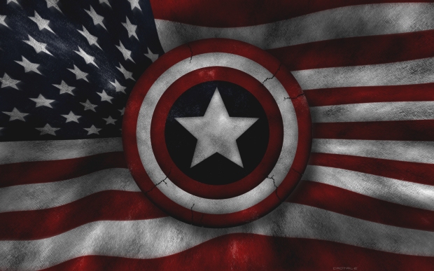 Captain America Shield with Flag